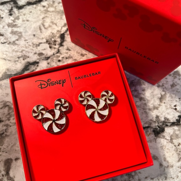 Disney BaubleBar Peppermint Swirl Mickey Earrings - Picture 2 of 2